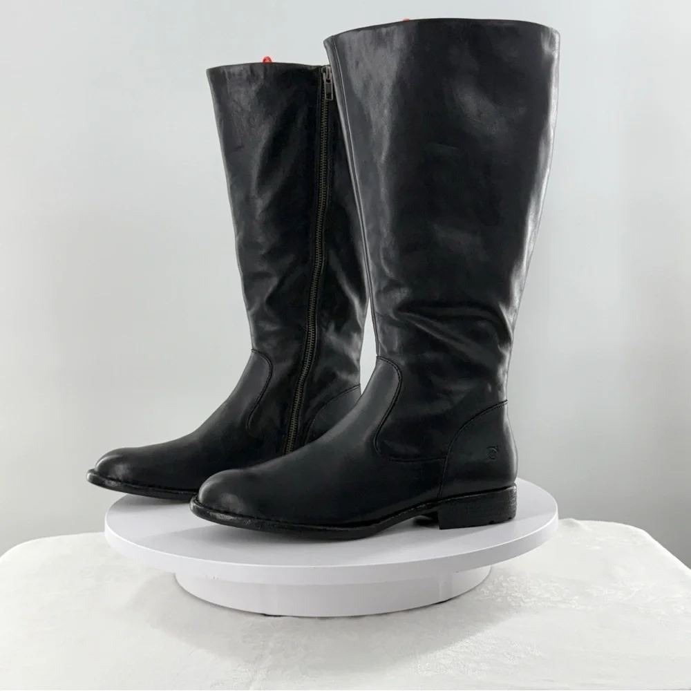 Born Women’s Black Leather Riding Boots – Size 9M Classic Equestrian Style